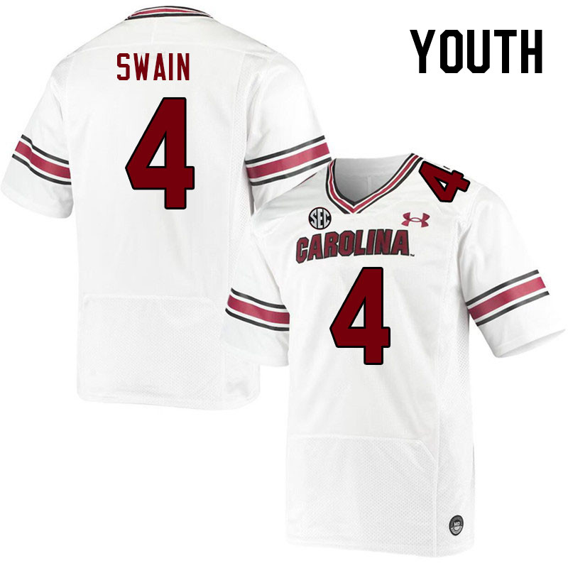 Youth #4 Vicari Swain South Carolina Gamecocks College Football Jerseys Stitched-White